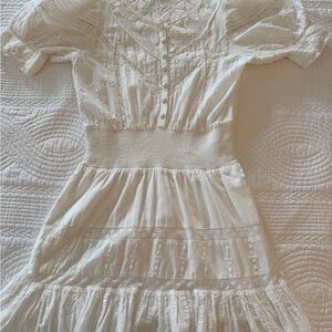 LoveShackFancy Cream Lace Mini Dress